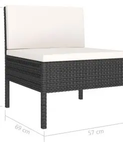 vidaXL 5 Piece Garden Sofa Set with Cushions Poly Rattan Black
