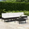 vidaXL 5 Piece Garden Sofa Set with Cushions Poly Rattan Black