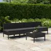 vidaXL 5 Piece Garden Sofa Set with Cushions Poly Rattan Black