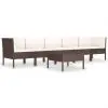 vidaXL 6 Piece Garden Lounge Set with Cushions Poly Rattan Brown