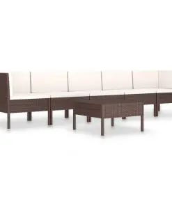 vidaXL 6 Piece Garden Lounge Set with Cushions Poly Rattan Brown