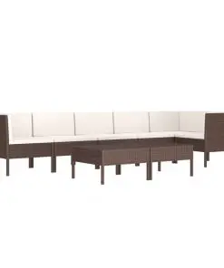 vidaXL 8 Piece Garden Lounge Set with Cushions Poly Rattan Brown