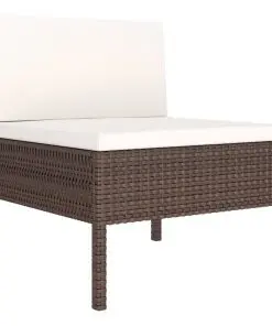 vidaXL 8 Piece Garden Lounge Set with Cushions Poly Rattan Brown