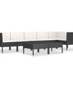 vidaXL 8 Piece Garden Lounge Set with Cushions Poly Rattan Black