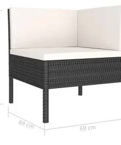 vidaXL 8 Piece Garden Lounge Set with Cushions Poly Rattan Black