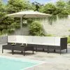 vidaXL 8 Piece Garden Lounge Set with Cushions Poly Rattan Black