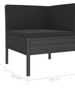 vidaXL 8 Piece Garden Lounge Set with Cushions Poly Rattan Black