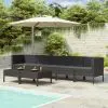 vidaXL 8 Piece Garden Lounge Set with Cushions Poly Rattan Black