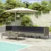 vidaXL 8 Piece Garden Lounge Set with Cushions Poly Rattan Grey