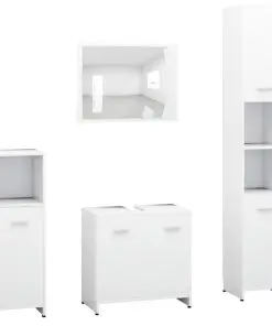 vidaXL 4 Piece Bathroom Furniture Set White Chipboard