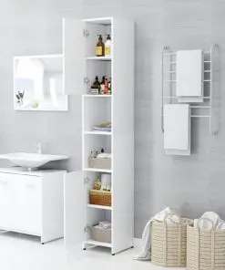 vidaXL 4 Piece Bathroom Furniture Set White Chipboard