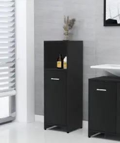 vidaXL 4 Piece Bathroom Furniture Set Black Chipboard