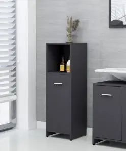 vidaXL 4 Piece Bathroom Furniture Set Grey Chipboard