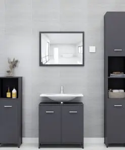 vidaXL 4 Piece Bathroom Furniture Set Grey Chipboard