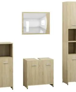 vidaXL 4 Piece Bathroom Furniture Set Sonoma Oak Chipboard