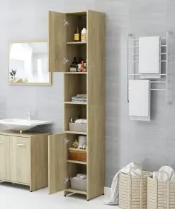 vidaXL 4 Piece Bathroom Furniture Set Sonoma Oak Chipboard