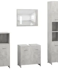 vidaXL 4 Piece Bathroom Furniture Set Concrete Grey Chipboard