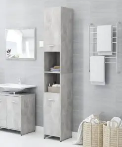 vidaXL 4 Piece Bathroom Furniture Set Concrete Grey Chipboard