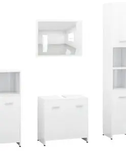vidaXL 4 Piece Bathroom Furniture Set High Gloss White Chipboard