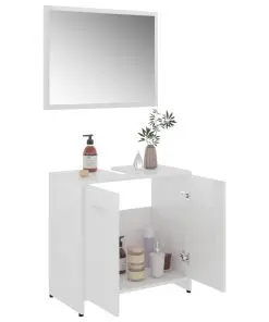 vidaXL 4 Piece Bathroom Furniture Set High Gloss White Chipboard