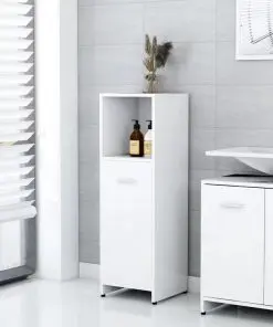 vidaXL 4 Piece Bathroom Furniture Set High Gloss White Chipboard