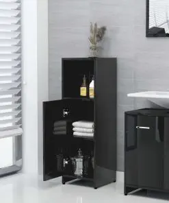 vidaXL 4 Piece Bathroom Furniture Set High Gloss Black Chipboard
