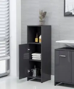 vidaXL 4 Piece Bathroom Furniture Set High Gloss Grey Chipboard