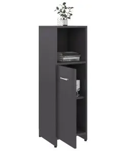 vidaXL 4 Piece Bathroom Furniture Set High Gloss Grey Chipboard