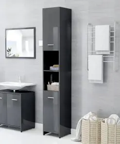 vidaXL 4 Piece Bathroom Furniture Set High Gloss Grey Chipboard