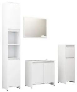 vidaXL 4 Piece Bathroom Furniture Set White Chipboard
