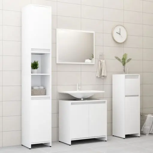 vidaXL 4 Piece Bathroom Furniture Set White Chipboard