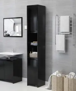 vidaXL 4 Piece Bathroom Furniture Set Black Chipboard