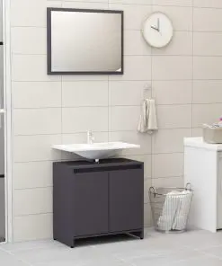 vidaXL 4 Piece Bathroom Furniture Set Grey Chipboard