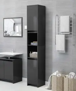 vidaXL 4 Piece Bathroom Furniture Set Grey Chipboard
