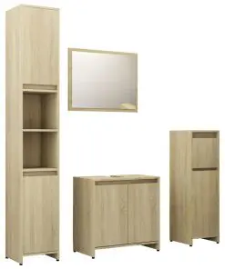 vidaXL 4 Piece Bathroom Furniture Set Sonoma Oak Chipboard