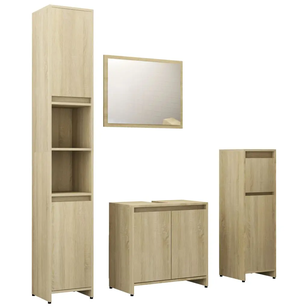 vidaXL 4 Piece Bathroom Furniture Set Sonoma Oak Chipboard