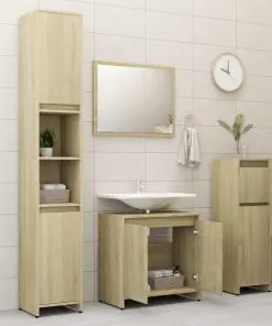 vidaXL 4 Piece Bathroom Furniture Set Sonoma Oak Chipboard