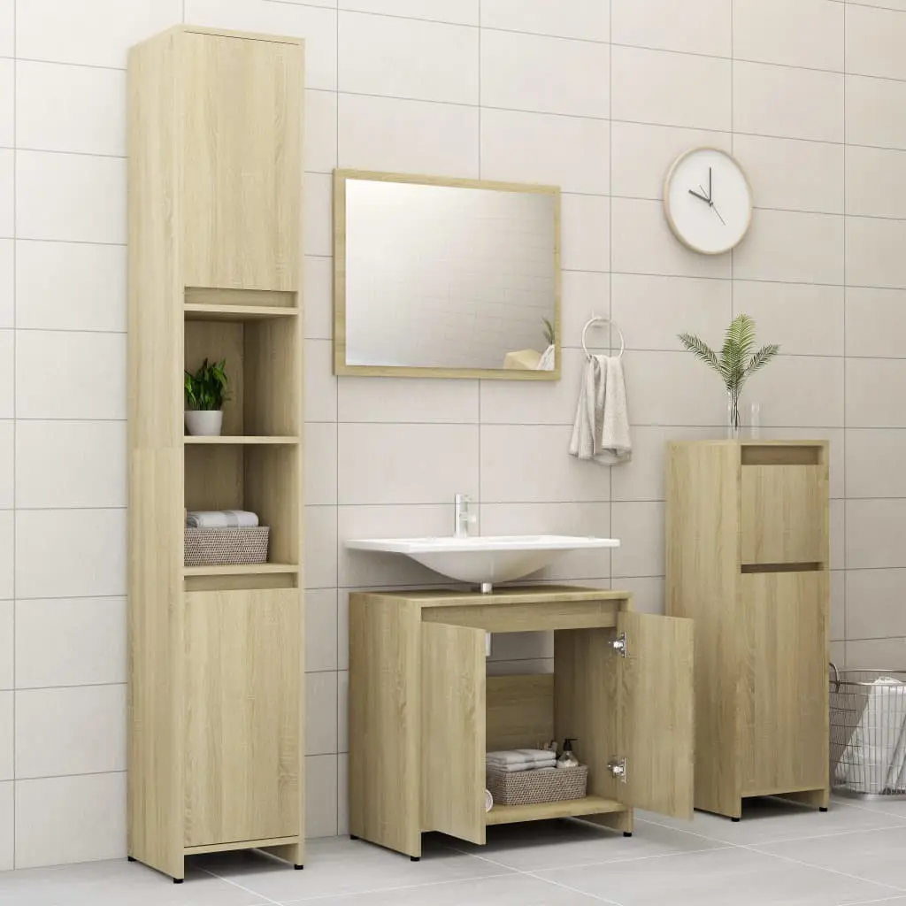 vidaXL 4 Piece Bathroom Furniture Set Sonoma Oak Chipboard