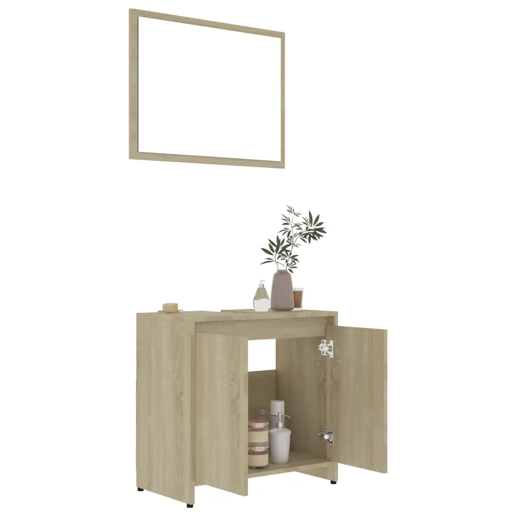 vidaXL 4 Piece Bathroom Furniture Set Sonoma Oak Chipboard