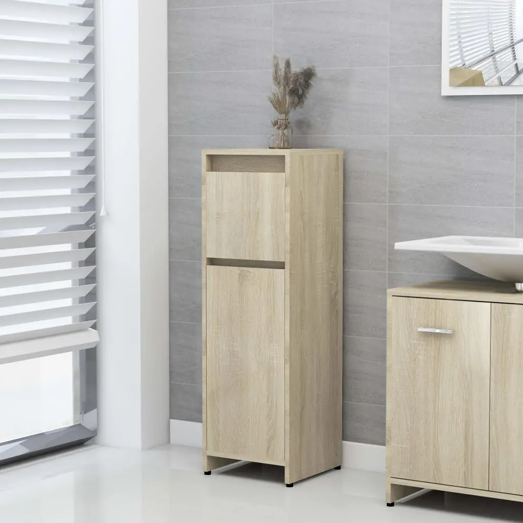 vidaXL 4 Piece Bathroom Furniture Set Sonoma Oak Chipboard