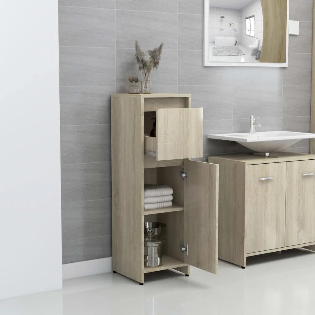 vidaXL 4 Piece Bathroom Furniture Set Sonoma Oak Chipboard