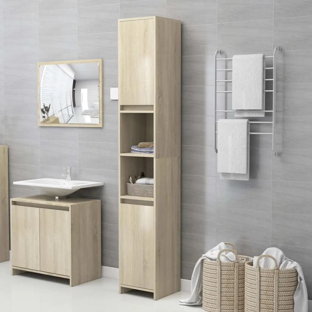 vidaXL 4 Piece Bathroom Furniture Set Sonoma Oak Chipboard