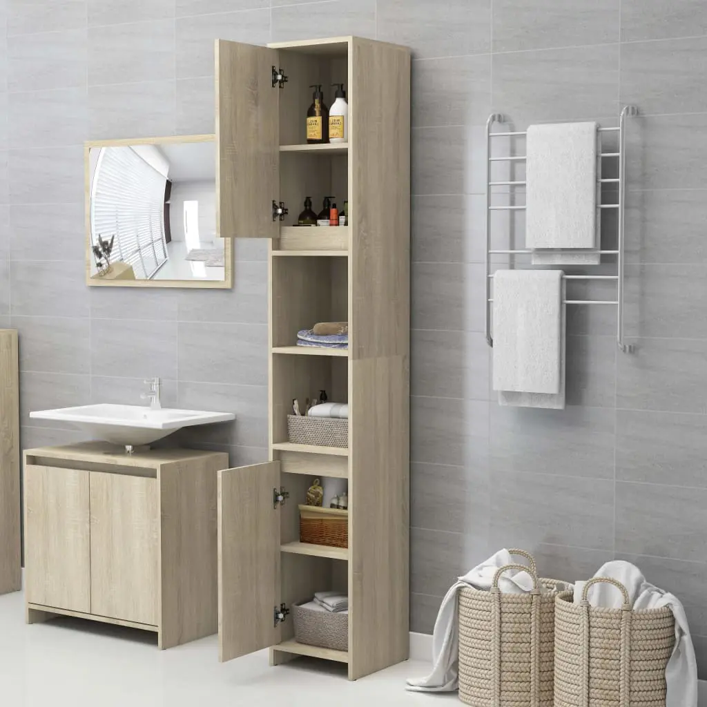 vidaXL 4 Piece Bathroom Furniture Set Sonoma Oak Chipboard