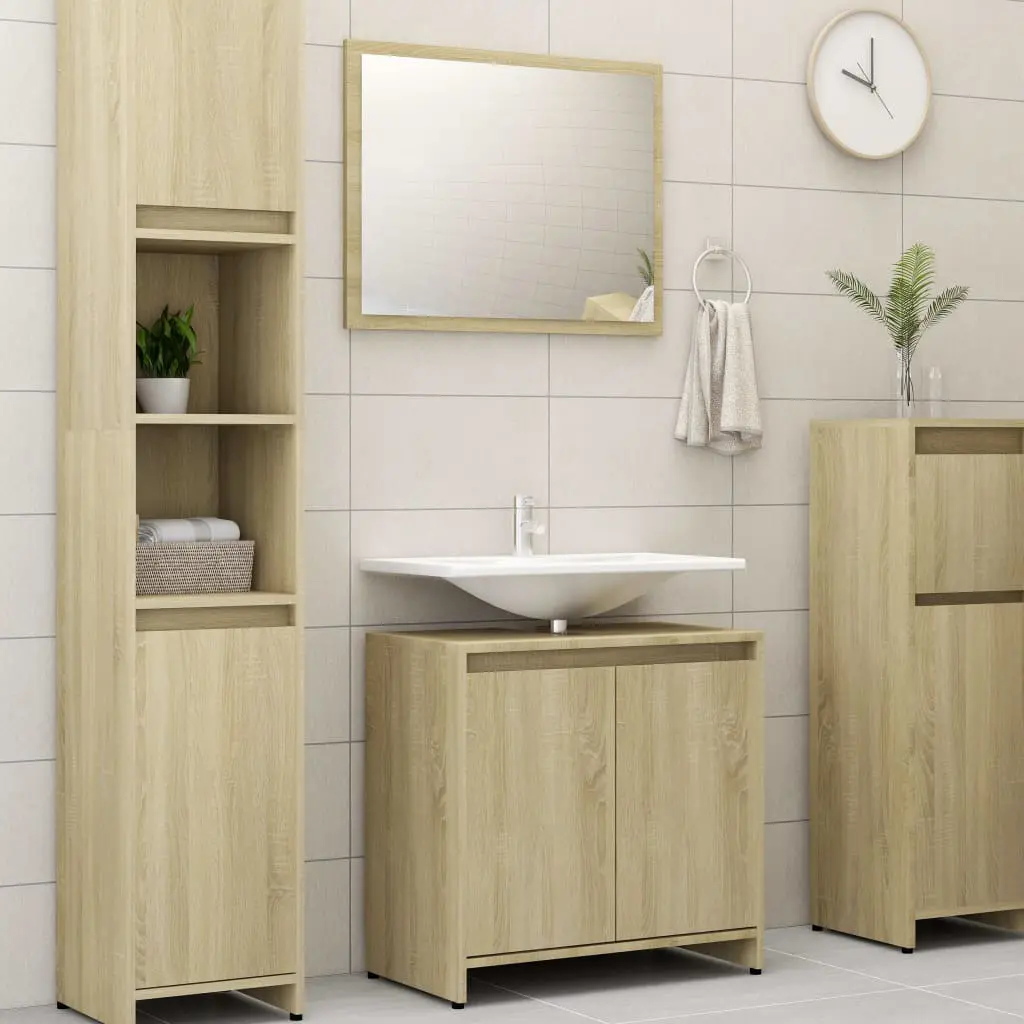 vidaXL 4 Piece Bathroom Furniture Set Sonoma Oak Chipboard