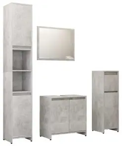 vidaXL 4 Piece Bathroom Furniture Set Concrete Grey Chipboard