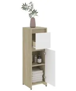 vidaXL 4 Piece Bathroom Furniture Set White and Sonoma Oak Chipboard