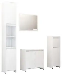 vidaXL 4 Piece Bathroom Furniture Set High Gloss White Chipboard