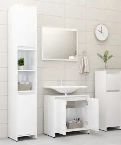 vidaXL 4 Piece Bathroom Furniture Set High Gloss White Chipboard
