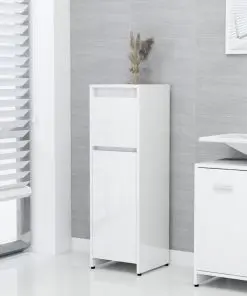 vidaXL 4 Piece Bathroom Furniture Set High Gloss White Chipboard
