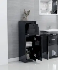 vidaXL 4 Piece Bathroom Furniture Set High Gloss Black Chipboard